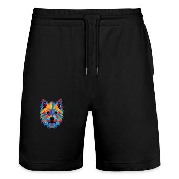 Cairn Terrier Hunderasse Aquarell Illustration - Stanley/Stella Unisex Bio Joggingshorts Trainer  - Schwarz - Vorne - Nik (191cm) & Marisol (170cm)