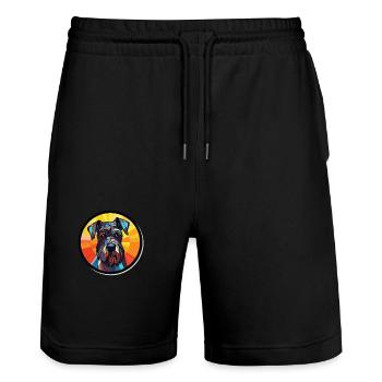 German Shorthaired Pointer Dog Breed Watercolor - Stanley/Stella Trainer Unisex Organic Jogging Shorts - black - Front - Nik (191cm) & Marisol (170cm)