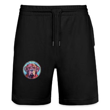 Neapolitan Mastiff Dog Breed Colorful Watercolor - Stanley/Stella Trainer Unisex Organic Jogging Shorts - black - Front - Nik (191cm) & Marisol (170cm)