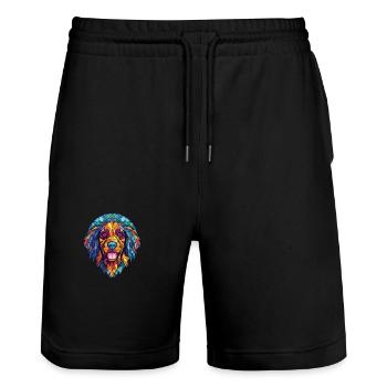Chippiparai Dog Breed Watercolor Illustration - Stanley/Stella Trainer Unisex Organic Jogging Shorts - black - Front - Nik (191cm) & Marisol (170cm)