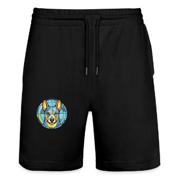Blaue Heeler-Hunderasse Aquarell-Illustration - Stanley/Stella Unisex Bio Joggingshorts Trainer  - Schwarz - Vorne - Nik (191cm) & Marisol (170cm)