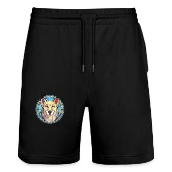 Anatolian Shephard Dog Breed Colorful Watercolor - Stanley/Stella Trainer Unisex Organic Jogging Shorts - black - Front - Nik (191cm) & Marisol (170cm)