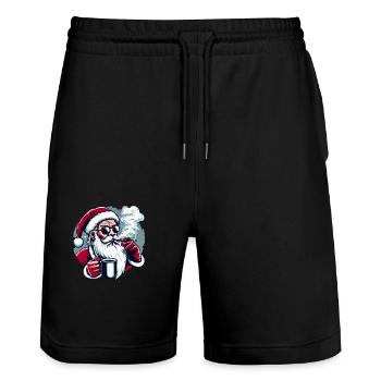 Smoking Santa - Stanley/Stella Trainer Unisex Organic Jogging Shorts - black - Front - Nik (191cm) & Marisol (170cm)