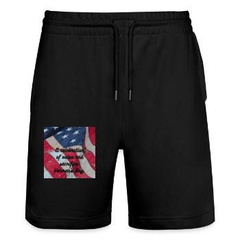 Veterans, veterans, armistice. - Stanley/Stella Trainer Unisex Organic Jogging Shorts - black - Front - Nik (191cm) & Marisol (170cm)
