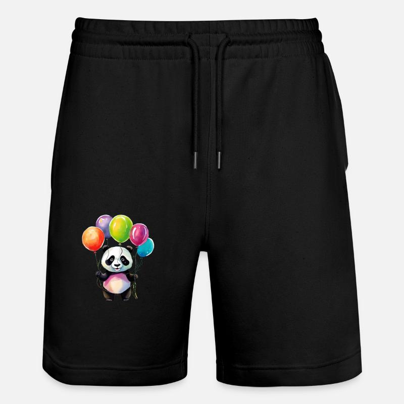 Panda mit Luftballons - Stanley/Stella Unisex Bio Joggingshorts Trainer  - Schwarz