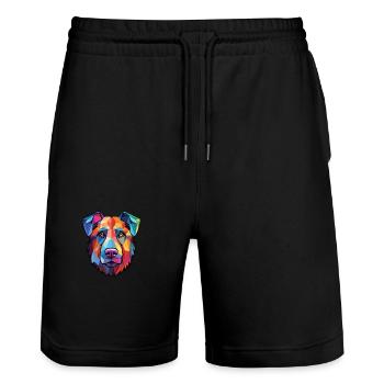 Taigan Kyrgyzdyn Taighany Dog Breed Watercolor - Stanley/Stella Trainer Unisex Organic Jogging Shorts - black - Front - Nik (191cm) & Marisol (170cm)
