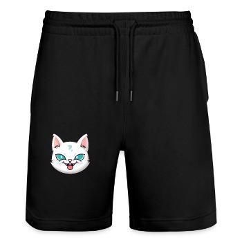 Burmilla chat dessin animé aquarelle illustration - Short de jogging bio TRAINER Stanley/Stella unisexe - noir - Devant - Nik (191cm) & Marisol (170cm)