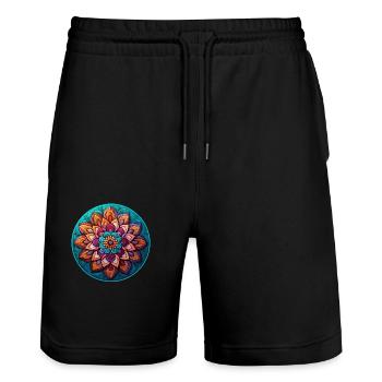 Relaxation de la fleur de mandala - Short de jogging bio TRAINER Stanley/Stella unisexe - noir - Devant - Nik (191cm) & Marisol (170cm)