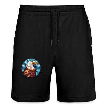 Adler buntes Aquarell Tier Haustier Illustration - Stanley/Stella Unisex Bio Joggingshorts Trainer  - Schwarz - Vorne - Nik (191cm) & Marisol (170cm)