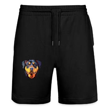 Rottweiler Chien Aquarelle Colorée Animal Cartoon - Short de jogging bio TRAINER Stanley/Stella unisexe - noir - Devant - Nik (191cm) & Marisol (170cm)