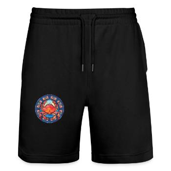 Crab Colorful Watercolor Animal Pet Illustration - Stanley/Stella Trainer Unisex Organic Jogging Shorts - black - Front - Nik (191cm) & Marisol (170cm)