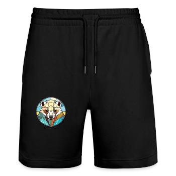 Badger Colorful Watercolor Animal Pet Illustration - Stanley/Stella Trainer Unisex Organic Jogging Shorts - black - Front - Nik (191cm) & Marisol (170cm)