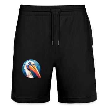Pelikan Vogel Buntes Aquarell Tier Cartoon - Stanley/Stella Unisex Bio Joggingshorts Trainer  - Schwarz - Vorne - Nik (191cm) & Marisol (170cm)