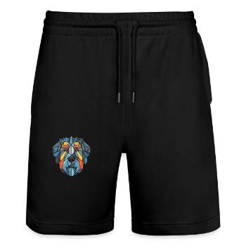 Bouvier des Ardennes Hunderasse buntes Aquarell - Stanley/Stella Unisex Bio Joggingshorts Trainer  - Schwarz - Vorne - Nik (191cm) & Marisol (170cm)