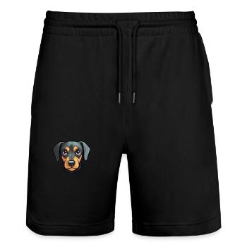 Nouvelle-Zélande Tête Chien Race Cartoon Kawaii Illus - Short de jogging bio TRAINER Stanley/Stella unisexe - noir - Devant - Nik (191cm) & Marisol (170cm)
