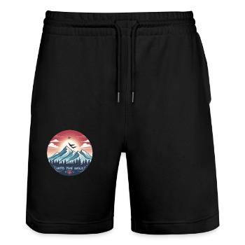 Into the Wild -Outdoor Wandern Adventure Freedom - Stanley/Stella Unisex Bio Joggingshorts Trainer  - Schwarz - Vorne - Nik (191cm) & Marisol (170cm)