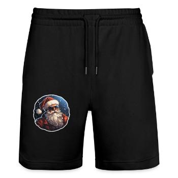 Santa Claus - illustration - Stanley/Stella Trainer Unisex Organic Jogging Shorts - black - Front - Nik (191cm) & Marisol (170cm)
