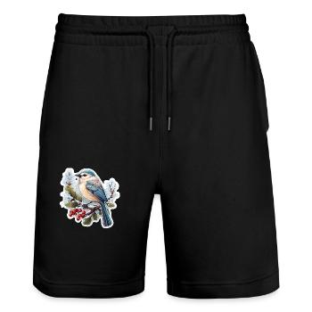 Birds in winter - Stanley/Stella Trainer Unisex Organic Jogging Shorts - black - Front - Nik (191cm) & Marisol (170cm)
