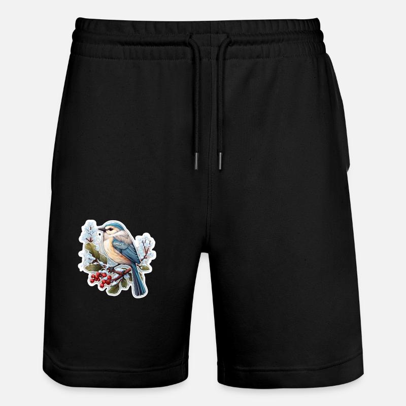 Vogel im Winter - Stanley/Stella Unisex Bio Joggingshorts Trainer  - Schwarz