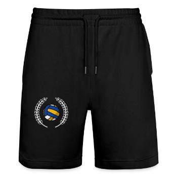 Volleyball-Krone - Stanley/Stella Unisex Bio Joggingshorts Trainer  - Schwarz - Vorne - Nik (191cm) & Marisol (170cm)