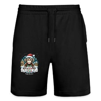 Christmas Monkey - Cheeky Christmas - Stanley/Stella Trainer Unisex Organic Jogging Shorts - black - Front - Nik (191cm) & Marisol (170cm)