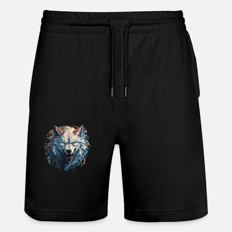 Loup - Illustration - Short de jogging bio TRAINER Stanley/Stella unisexe - noir