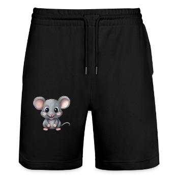 Cute mouse for nature rodent lover - Stanley/Stella Trainer Unisex Organic Jogging Shorts - black - Front - Nik (191cm) & Marisol (170cm)