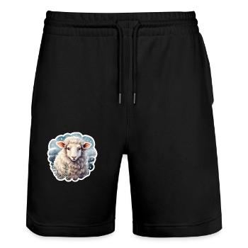 Moutons d’hiver - Short de jogging bio TRAINER Stanley/Stella unisexe - noir - Devant - Nik (191cm) & Marisol (170cm)