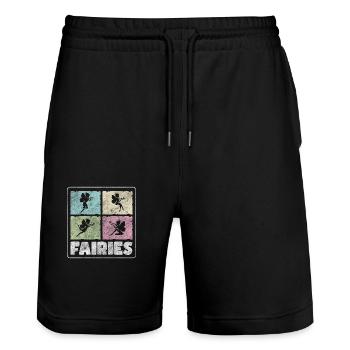 Elfe conte de fées princesse baguette - Short de jogging bio TRAINER Stanley/Stella unisexe - noir - Devant - Nik (191cm) & Marisol (170cm)