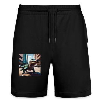 Crocodile on the streets of Miami Part. 2 - Stanley/Stella Unisex Bio Joggingshorts Trainer  - Schwarz - Vorne - Nik (191cm) & Marisol (170cm)