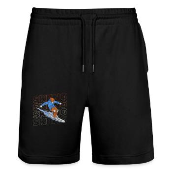 Snowboarding Sport Downhill Skiing Holidays - Stanley/Stella Trainer Unisex Organic Jogging Shorts - black - Front - Nik (191cm) & Marisol (170cm)