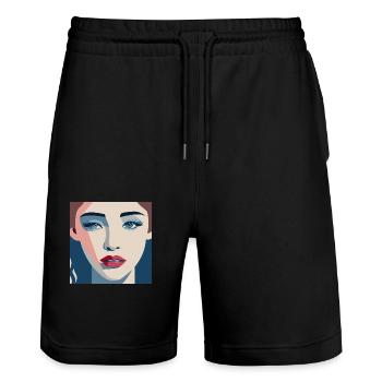 Women / Feminin /Art - Stanley/Stella Unisex Bio Joggingshorts Trainer  - Schwarz - Vorne - Nik (191cm) & Marisol (170cm)