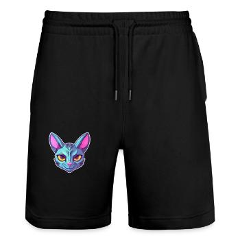 Korat Cat Cat Breed Aquarelle Cartoon Kawaii Pet - Short de jogging bio TRAINER Stanley/Stella unisexe - noir - Devant - Nik (191cm) & Marisol (170cm)