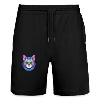 Highlander Cat Breed aquarelle Cartoon Kawaii Pet - Short de jogging bio TRAINER Stanley/Stella unisexe - noir - Devant - Nik (191cm) & Marisol (170cm)
