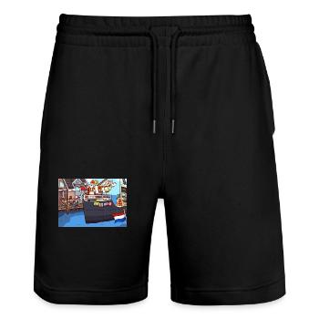 Arrival Of Saint Nicholas - Stanley/Stella Trainer Unisex Organic Jogging Shorts - black - Front - Nik (191cm) & Marisol (170cm)