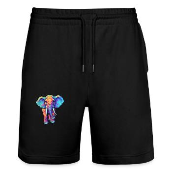 Elephant Colorful Watercolor Cartoon Kawaii Animal - Stanley/Stella Trainer Unisex Organic Jogging Shorts - black - Front - Nik (191cm) & Marisol (170cm)