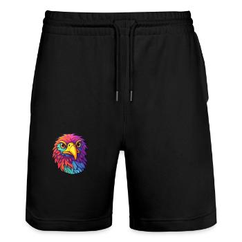 Hawk Colorful Watercolor Cartoon Kawaii Animal - Stanley/Stella Trainer Unisex Organic Jogging Shorts - black - Front - Nik (191cm) & Marisol (170cm)