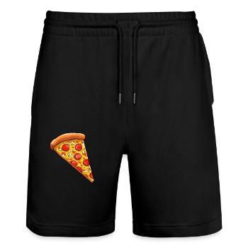 Pizzaliebhaber Küche Pizzastück für Pizzaesser - Stanley/Stella Unisex Bio Joggingshorts Trainer  - Schwarz - Vorne - Nik (191cm) & Marisol (170cm)