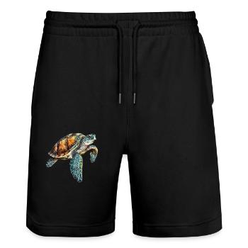 Conception sous-marine de tortue pour les plongeurs - Short de jogging bio TRAINER Stanley/Stella unisexe - noir - Devant - Nik (191cm) & Marisol (170cm)