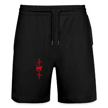 Chat battement de coeur - Short de jogging bio TRAINER Stanley/Stella unisexe - noir - Devant - Nik (191cm) & Marisol (170cm)