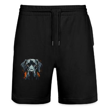 Great Dane - Stanley/Stella Trainer Unisex Organic Jogging Shorts - black - Front - Nik (191cm) & Marisol (170cm)