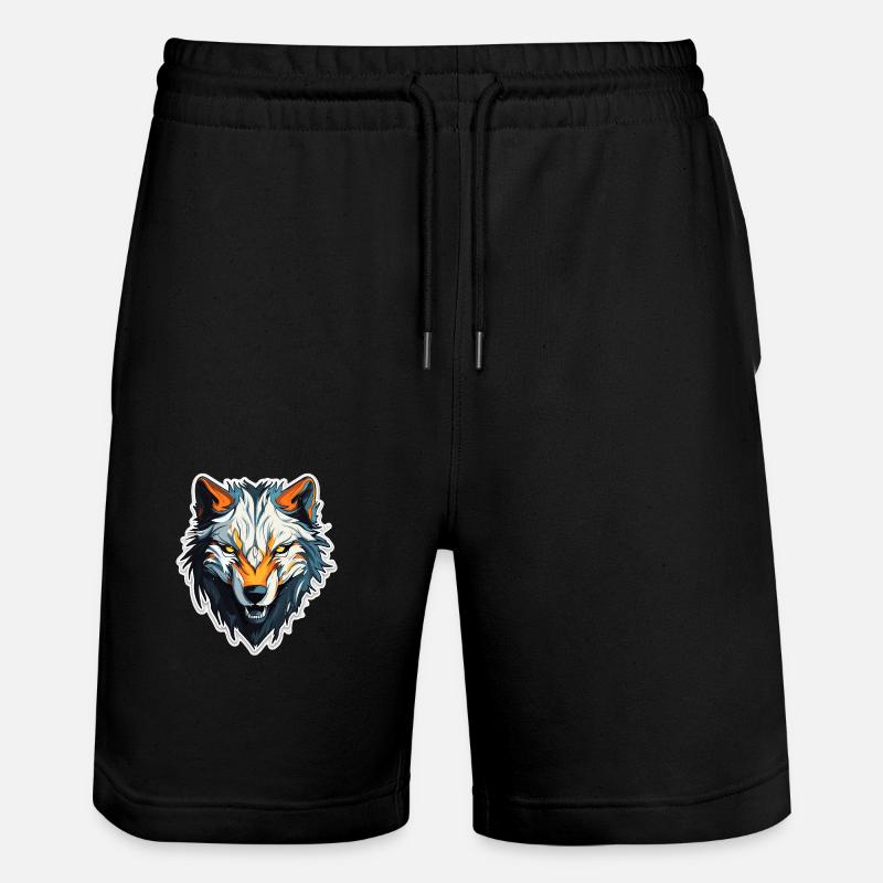 Wolf - Illustration - Stanley/Stella Unisex Bio Joggingshorts Trainer  - Schwarz