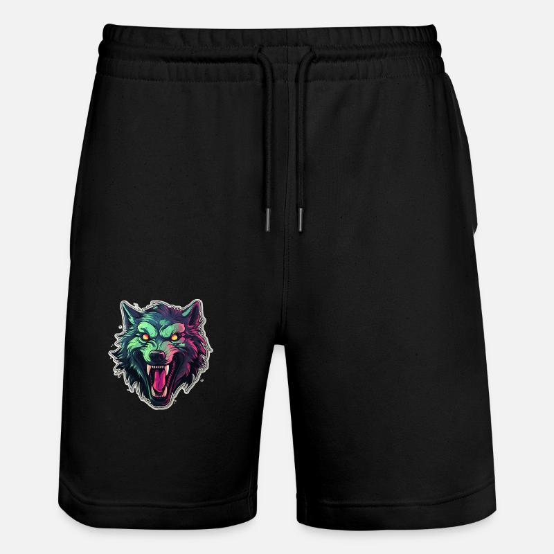 Wolf - Illustration - Stanley/Stella Unisex Bio Joggingshorts Trainer  - Schwarz