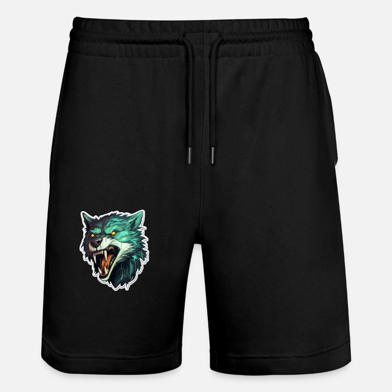 Loup - Illustration - Short de jogging bio TRAINER Stanley/Stella unisexe - noir