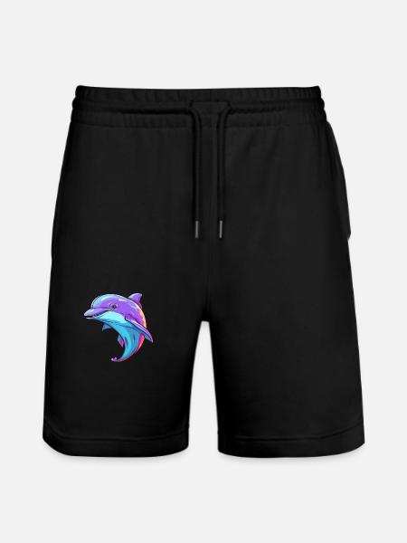 Dolfijn Kleurrijke Aquarel Cartoon Kawaii Dier - Stanley/Stella uniseks bio-joggingshorts Mover  - zwart