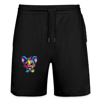 Aye Aye Colorful Watercolor Cartoon Kawaii Animal - Stanley/Stella Trainer Unisex Organic Jogging Shorts - black - Front - Nik (191cm) & Marisol (170cm)
