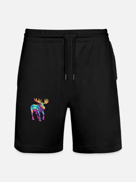 Elg farverig akvarel tegneserie Kawaii Animal - Stanley/Stella Trainer økologiske unisex joggingshorts - sort