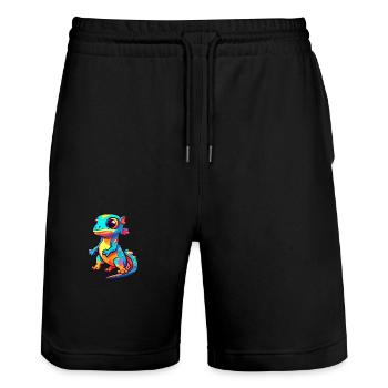 Salamandre Aquarelle Colorée Dessin Animé Kawaii Anim - Short de jogging bio TRAINER Stanley/Stella unisexe - noir - Devant - Nik (191cm) & Marisol (170cm)