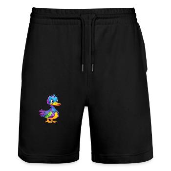 Ente buntes Aquarell Cartoon Kawaii Tier - Stanley/Stella Unisex Bio Joggingshorts Trainer  - Schwarz - Vorne - Nik (191cm) & Marisol (170cm)