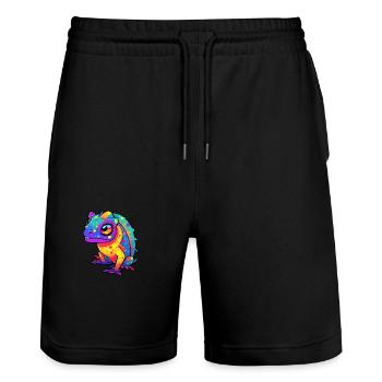 Lizard Colorful Watercolor Cartoon Kawaii Animal - Stanley/Stella Trainer Unisex Organic Jogging Shorts - black - Front - Nik (191cm) & Marisol (170cm)